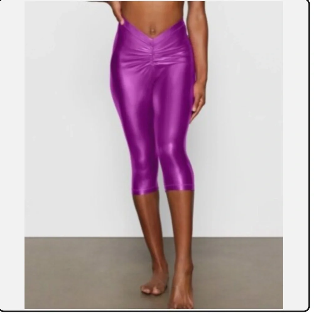 Skims Metallic Swim V Waist Pants In Dragonfruit Size small festival rave beach